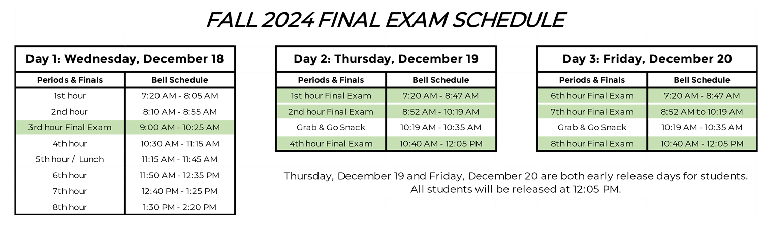 Finals Schedule